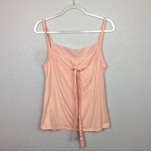 NEW YORK & CO 40% Modal Peach Tie Front Tank - Picture 1 of 6